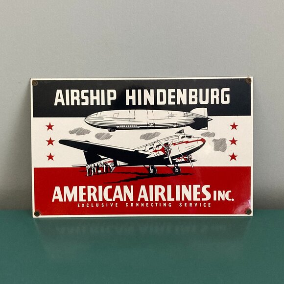 American Airlines Hindenburg Metal Sign -Rare- Ande Rooney Classic Vintage - Picture 1 of 11